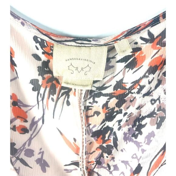 Anthropologie Vanessa Virginia Pink Floral Polka Dot V Neck Sheer Tank XS - Picture 3 of 3